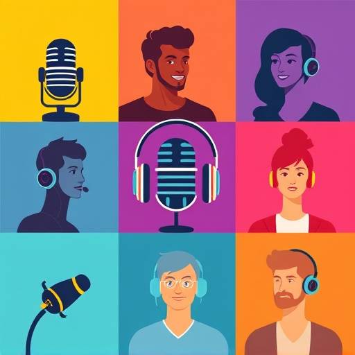 Graphic showing diverse podcast genres